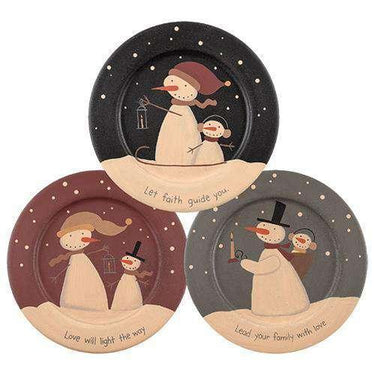 Let Faith Guide Snowman Plate, Asst - The Fox Decor